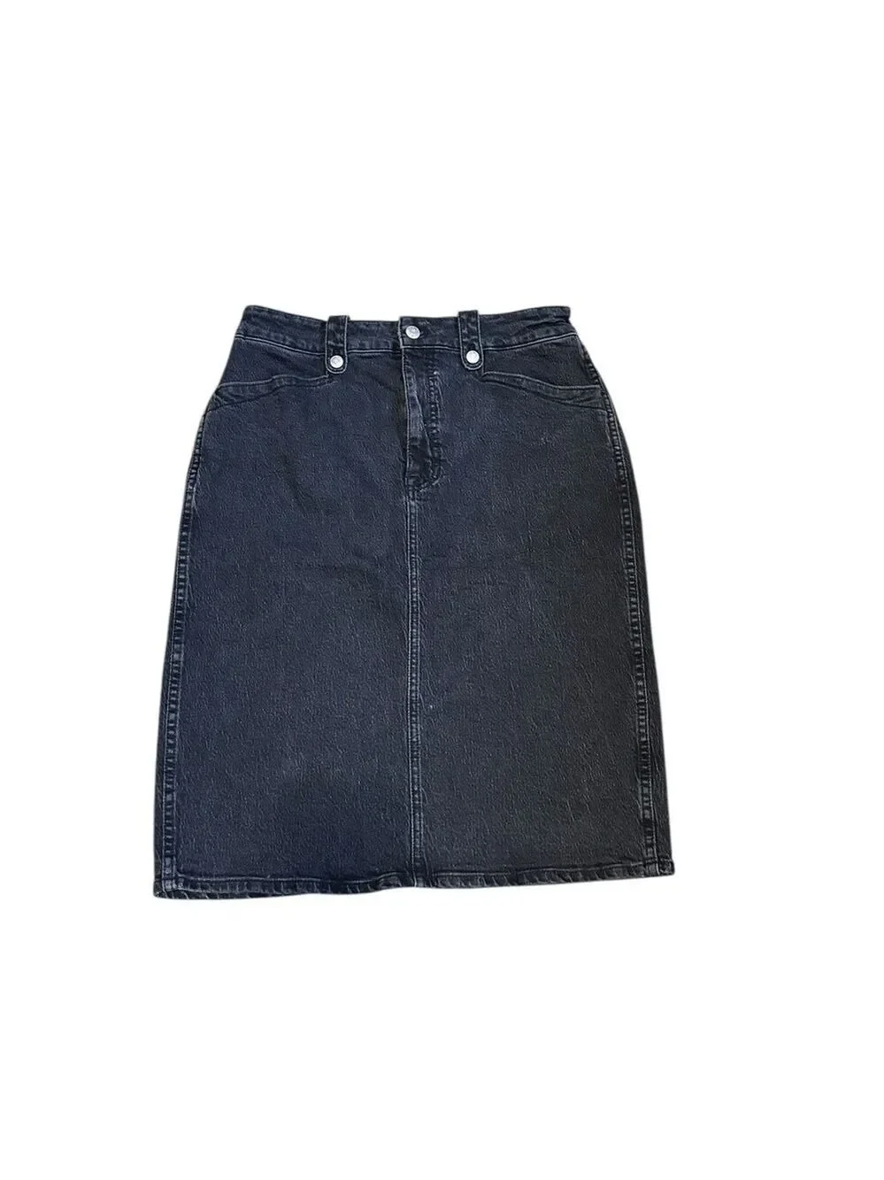 Madewell Denim High-Waisted Straight Charcoal Midi Skirt Workwear edition 30
